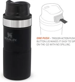 Stanley Trigger-Action Travel Mug 0.47L - Thermosfles - Matt Black -Woonkeuken Winkel 1106x1200
