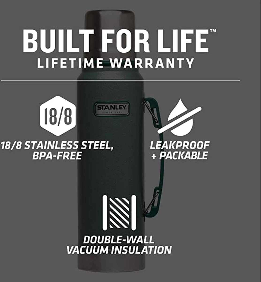 Stanley The Legendary Classic Bottle 1,40L - Thermosfles - Hammertone Green 7 Stanley The Legendary Classic Bottle 1,40L - Thermosfles - Hammertone Green - Afbeelding 6