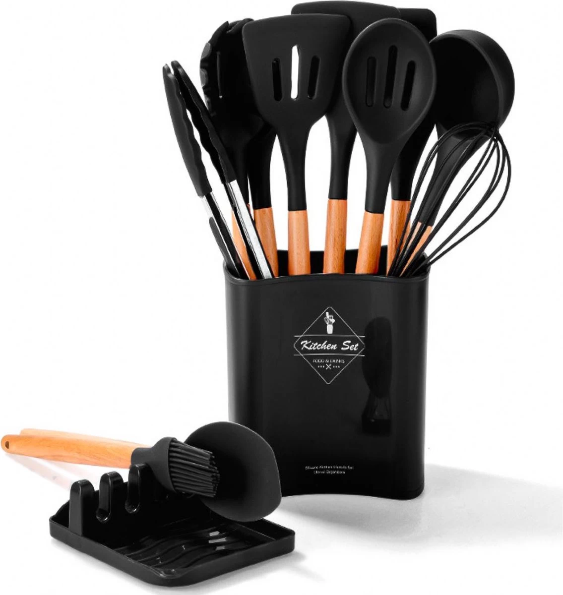 VAIVE Kookgerei Set 13-delig Met Houder - Keukengerei Set - Garde - Spatel Silicone 3 VAIVE Kookgerei Set 13-delig Met Houder - Keukengerei Set - Garde - Spatel Silicone