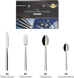 Nevana Bestekset - 24 Delig - 18/10 Edelstaal - Bestek - Lepels, Messen, Vorken -Woonkeuken Winkel 1137x1200 2