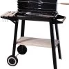 Verrijdbare Barbecue – Houtskool/Briketten - Verstelbare Grillplaat – Houten Tafel – Winscherm – Gewicht 5.9kg -Woonkeuken Winkel 1142x1200