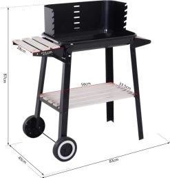 Verrijdbare Barbecue – Houtskool/Briketten - Verstelbare Grillplaat – Houten Tafel – Winscherm – Gewicht 5.9kg -Woonkeuken Winkel 1150x1200 2
