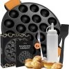 Ocina Poffertjespan – Combo Pack – 19 Poffertjes – Poffertjesmaker – Poffertjespan Inductie – Poffertjespan Electrisch – Gietijzeren Pan - Inclusief Doseerfles, Handvaten, 6x Poffertjesvorken En Invetkwast – Gratis Receptenboek -Woonkeuken Winkel 1156x1200