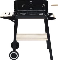 Verrijdbare Barbecue – Houtskool/Briketten - Verstelbare Grillplaat – Houten Tafel – Winscherm – Gewicht 5.9kg -Woonkeuken Winkel 1161x1200 1