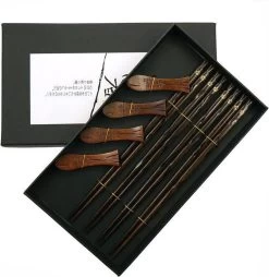 Asiansticks - Luxe Houten Chopsticks Met Houder - Sushiset Voor 4 Personen - Cadeauset