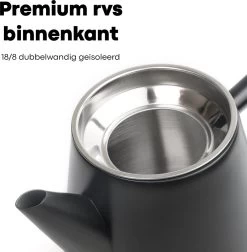 Vatten® - Premium RVS Theepot - Incl. RVS Theefilter - 1L - Zwart - Dubbelwandig -Woonkeuken Winkel 1175x1200 2