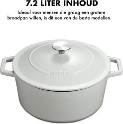 MOA Gietijzeren Braadpan - Inhoud 7,2 Liter - 30CM - Rond - Alle Warmtebronnen - Ook Voor Inductie - Gewicht 7,3 Kg - Wit - C30W -Woonkeuken Winkel 1192x1200 3