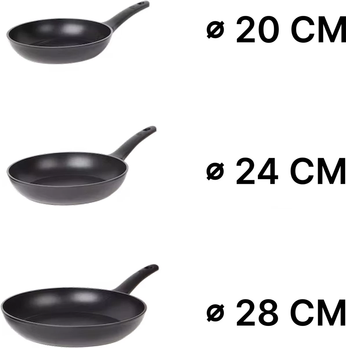 Masterchef Koekenpannen | Koekenpannenset 3 Stuks | Ø 20, 24 En 28 Cm | Geschikt Voor Verschillende Warmtebronnen | Inductie, Elektrisch, Gas En Keramisch Pannenset | Braadpannen | Vrij Van PFOA 4 Masterchef Koekenpannen | Koekenpannenset 3 Stuks | Ø 20, 24 En 28 Cm | Geschikt Voor Verschillende Warmtebronnen | Inductie, Elektrisch, Gas En Keramisch Pannenset | Braadpannen | Vrij Van PFOA - Afbeelding 2