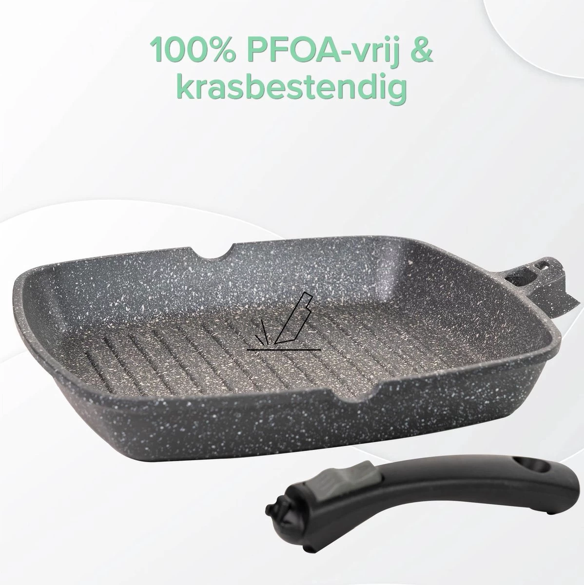 Coninx Grillpan 28CM - Steakpan - Afneembare Handgreep - PFAS-vrij - Grijs 6 Coninx Grillpan 28CM - Steakpan - Afneembare Handgreep - PFAS-vrij - Grijs - Afbeelding 4