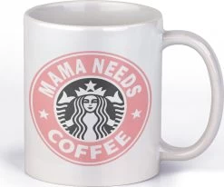 Mok | MAMA NEEDS COFFEE Roze | Starbucks Logo | Cadeau Voor Moeder | Cadeutje Voor Haar | Vrouw | Verjaardag | Moederdag