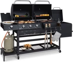Klarstein Kingsville Double Barbecue - Houtskool- En Gasbarbecue - Smoker BBQ - Inclusief Deksels En Thermometer - Met 2 Roosters - Zwart -Woonkeuken Winkel 1200x1020 2