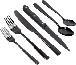Deleca 6 Persoons Bestekset (36-delig) - Lepels, Messen, Vorken & Steakmessen - Vaatwasserbestendig - Zwart / RVS -Woonkeuken Winkel 1200x1036 4