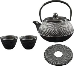 SakuraTea - Theepot Set - 4-delig - Gietijzer - Zwart - 0.8L - 2 Kopjes (100ml) -Woonkeuken Winkel 1200x1068 1