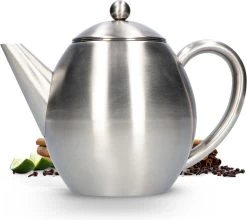 Vaja Valerie - Theepot Met Filter - Dubbelwandig - RVS - 1.2L -Woonkeuken Winkel 1200x1068