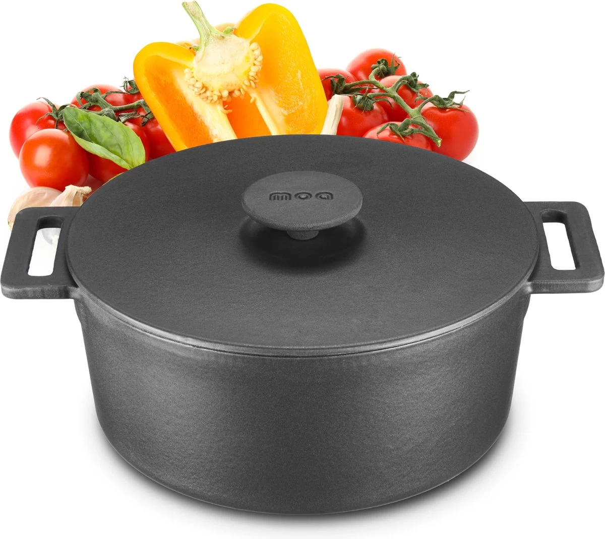 MOA Gietijzeren Braadpan - Inhoud 7,1 Liter - 29CM - Rond - Alle Warmtebronnen - Ook Voor Inductie - Gewicht 7,6 Kg - Zwart - MC29B 3 MOA Gietijzeren Braadpan - Inhoud 7,1 Liter - 29CM - Rond - Alle Warmtebronnen - Ook Voor Inductie - Gewicht 7,6 Kg - Zwart - MC29B