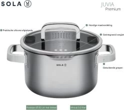 Sola Pannenset Juvia - 4 Delig - Ø 16,16,18,20 Cm - Zilver - RVS - Sandwichbodem -Woonkeuken Winkel 1200x1069