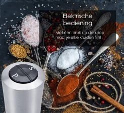 KROMS Peper En Zoutmolen Set - Peper En Zoutmolen Set Elektrisch -2 In 1 - Instelbare Maalgraad - Pepermolen - Zoutmolen - Peper En Zoutmolen Elektrisch -Woonkeuken Winkel 1200x1094 2