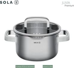 Sola Pannenset Juvia - 4 Delig - Ø 16,16,18,20 Cm - Zilver - RVS - Sandwichbodem -Woonkeuken Winkel 1200x1110