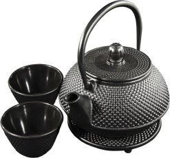 SakuraTea - Theepot Set - 4-delig - Gietijzer - Zwart - 0.8L - 2 Kopjes (100ml) -Woonkeuken Winkel 1200x1113 3