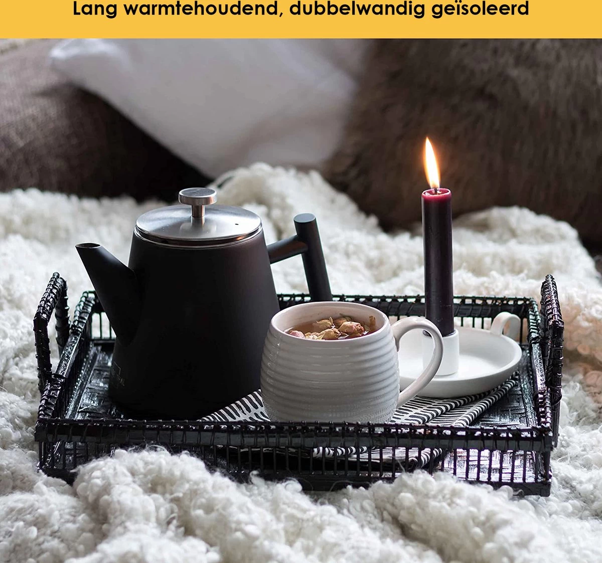 Silberthal - Theepot Met Filter - 1 L - RVS Dubbelwandig - Zwart - Cadeau 6 Silberthal - Theepot Met Filter - 1 L - RVS Dubbelwandig - Zwart - Cadeau - Afbeelding 4