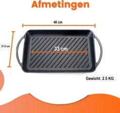 Kicinn Grillplaat - Gietijzer - Geëmailleerd - Incl. Accessoires - Ø 33 X 21.8 Cm (LxB) -Woonkeuken Winkel 1200x1127