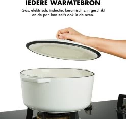 MOA Gietijzeren Braadpan - Inhoud 7,2 Liter - 30CM - Rond - Alle Warmtebronnen - Ook Voor Inductie - Gewicht 7,3 Kg - Wit - C30W -Woonkeuken Winkel 1200x1131 1