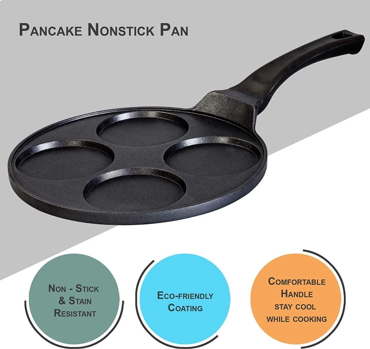 Pancake Pannenkoekenpan 4 Kop Marmeren Anti Aanbaklaag 4 Pancake Pannenkoekenpan 4 Kop Marmeren Anti Aanbaklaag - Afbeelding 2