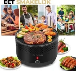 Ozocozy BBQ-ONE Houtskool Tafelbarbecue - Ø30 Cm- Zwart - Incl. Draagtas, Siliconen Bakkwast En RVS-Barbecuetang -Woonkeuken Winkel 1200x1133 5