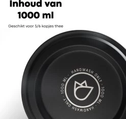 Vatten® - Premium RVS Theepot - Incl. RVS Theefilter - 1L - Zwart - Dubbelwandig -Woonkeuken Winkel 1200x1143