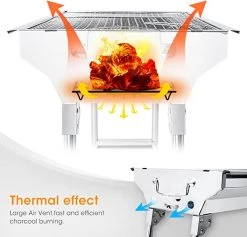 Uten - Houtskoolbarbecue - Opvouwbare Barbecue - Houtskoolbarbecues - Draagbare Camping Barbecue - 430 Roestvrij Staal Grill BBQ - 5-10 Persoon Tuin Buitenfeest - Zilver -Woonkeuken Winkel 1200x1152 3