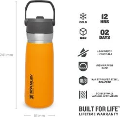 Stanley The IceFlow™ Flip Straw Water Bottle 0,65L - Thermosfles - Saffron -Woonkeuken Winkel 1200x1170 1