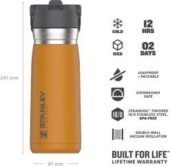 Stanley The IceFlow™ Flip Straw Water Bottle 0,65L - Thermosfles - Saffron -Woonkeuken Winkel 1200x1170 2