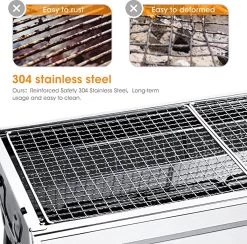 Uten - Houtskoolbarbecue - Opvouwbare Barbecue - Houtskoolbarbecues - Draagbare Camping Barbecue - 430 Roestvrij Staal Grill BBQ - 5-10 Persoon Tuin Buitenfeest - Zilver -Woonkeuken Winkel 1200x1184 4