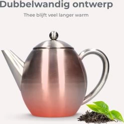 Vaja Valerie - Theepot Met Filter - Dubbelwandig - RVS - 1.2L -Woonkeuken Winkel 1200x1198 14