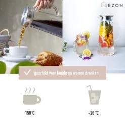 MÊZON® Schenkkan - Glazen Waterkan - Waterkaraf Voor Fruitwater - Multifunctionele Decanteer Karaf - Kan Met Deksel - 1.5L Capaciteit -Woonkeuken Winkel 1200x1200 1015