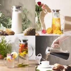 MÊZON® Schenkkan - Glazen Waterkan - Waterkaraf Voor Fruitwater - Multifunctionele Decanteer Karaf - Kan Met Deksel - 1.5L Capaciteit -Woonkeuken Winkel 1200x1200 1017