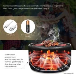 Ozocozy BBQ-ONE Houtskool Tafelbarbecue - Ø30 Cm- Zwart - Incl. Draagtas, Siliconen Bakkwast En RVS-Barbecuetang -Woonkeuken Winkel 1200x1200 1057