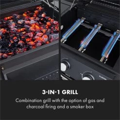 Klarstein Kingsville Double Barbecue - Houtskool- En Gasbarbecue - Smoker BBQ - Inclusief Deksels En Thermometer - Met 2 Roosters - Zwart -Woonkeuken Winkel 1200x1200 1067