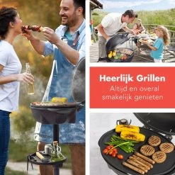 KitchenBrothers Elektrische BBQ - Met Grillplaat - Anti-aanbaklaag - Incl. Plank/Houders - Grilloppervlak 46,5x33,8cm - Tot 300°C - 2400W - Zwart -Woonkeuken Winkel 1200x1200 1079