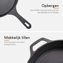Ocina Gietijzeren Pan – ø30,5cm - Skillet - Koekenpan – Hapjespan – Koekenpan Inductie – Koekenpannenset - Gietijzeren Pan Bbq - Gietijzer -Woonkeuken Winkel 1200x1200 11