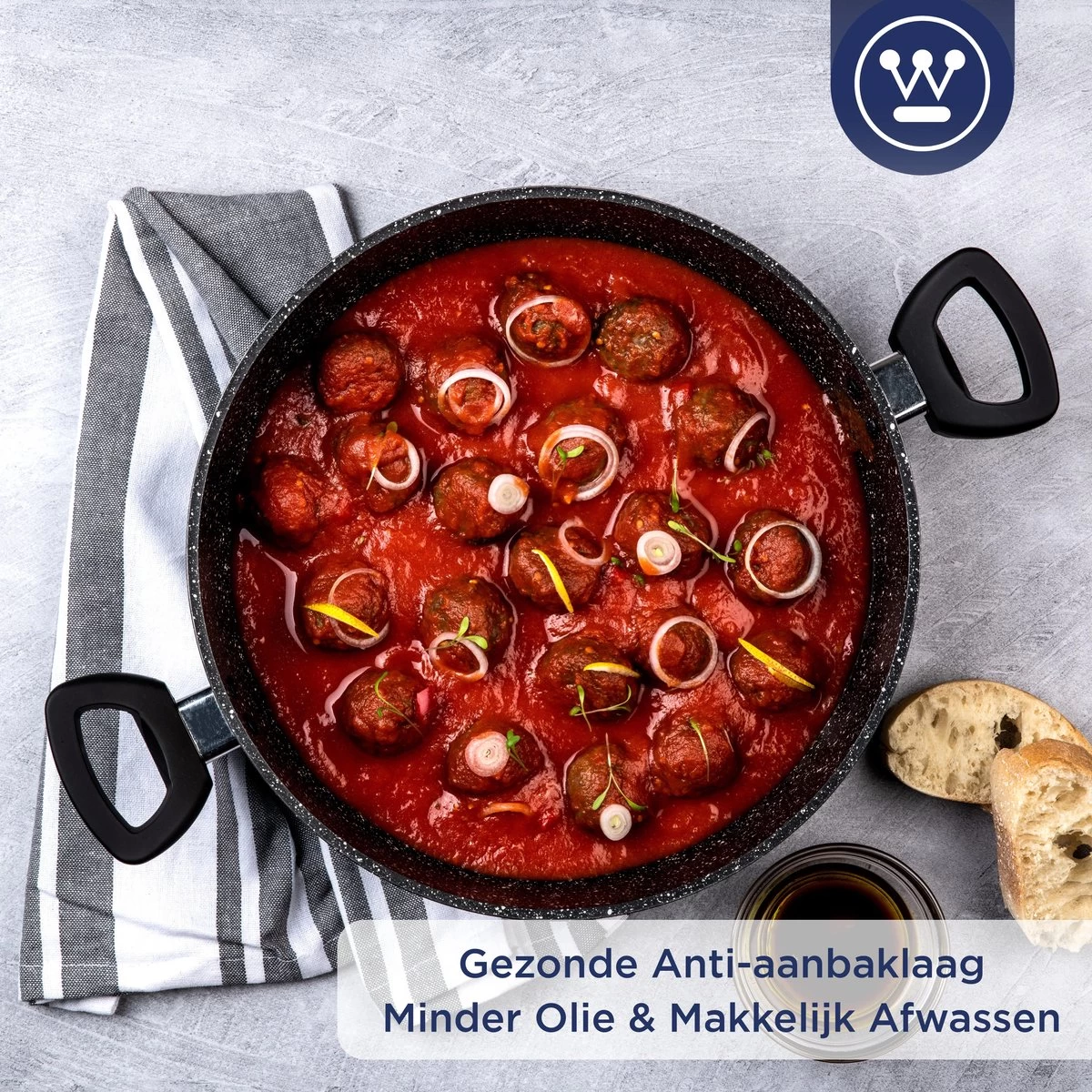 Westinghouse Hapjespan Inductie - Ø 32 Cm - Zwart Marmer - Met Deksel 10 Westinghouse Hapjespan Inductie - Ø 32 Cm - Zwart Marmer - Met Deksel - Afbeelding 8