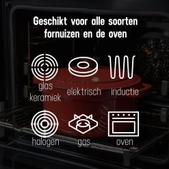 Daumonet Carême Rouge Gietijzeren Braadpan - Sudderpan Kersen Rood - Rond - Ø26 Cm - 4,4 Liter - PFAS & PFOA Vrij - Emaille - Geschikt Voor Alle Warmtebronnen - Elektrisch - Gas - Halogeen - Inductie - Keramisch - Vaatwasserbestendig -Woonkeuken Winkel 1200x1200 396