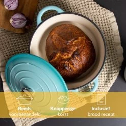 Chefarone Gietijzeren Pan - Braadpan Inclusief Deksel - Geschikt Voor Alle Warmtebronnen - Geëmailleerd Blauw -Woonkeuken Winkel 1200x1200 477