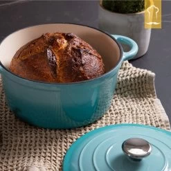 Chefarone Gietijzeren Pan - Braadpan Inclusief Deksel - Geschikt Voor Alle Warmtebronnen - Geëmailleerd Blauw -Woonkeuken Winkel 1200x1200 481