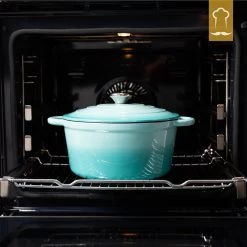 Chefarone Gietijzeren Pan - Braadpan Inclusief Deksel - Geschikt Voor Alle Warmtebronnen - Geëmailleerd Blauw -Woonkeuken Winkel 1200x1200 482