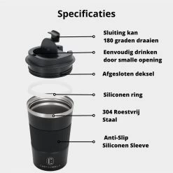 Castagnola Design RVS Koffiebeker To Go - Zwart - 380ml - Thermosbeker - Theebeker -Woonkeuken Winkel 1200x1200 608