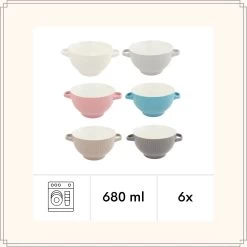 OTIX Soepkommen - Set Van 6 - Met Oor - Stapelbaar - Aardewerk - 680 Ml - 6 Kleuren -Woonkeuken Winkel 1200x1200 635