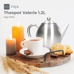 Vaja Valerie - Theepot Met Filter - Dubbelwandig - RVS - 1.2L -Woonkeuken Winkel 1200x1200 688
