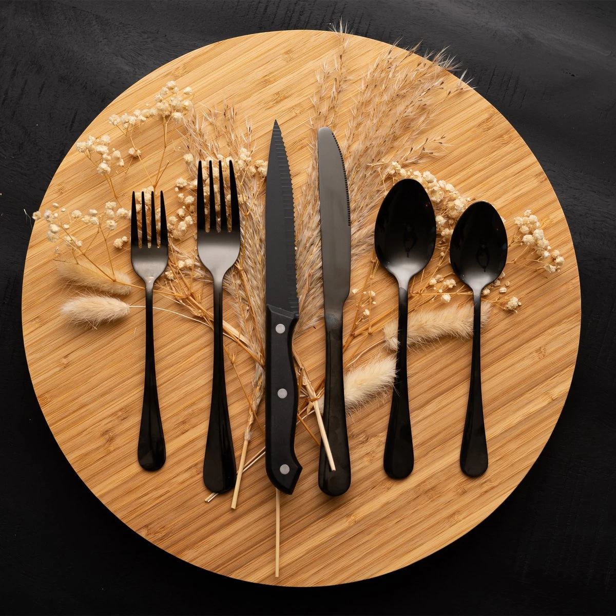 OEC Kitchen Bestekset 36-delig - Zwart - 6 Persoons - Steakmessen - Messen - Vorken - Lepels - RVS 6 OEC Kitchen Bestekset 36-delig - Zwart - 6 Persoons - Steakmessen - Messen - Vorken - Lepels - RVS - Afbeelding 4