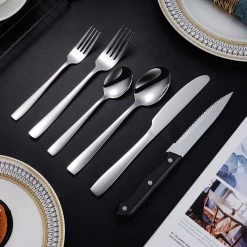 Deleca 8 Persoons Bestekset (48-delig) - Lepels, Messen, Vorken & Steakmessen - Vaatwasserbestendig - Zilver / RVS -Woonkeuken Winkel 1200x1200 802